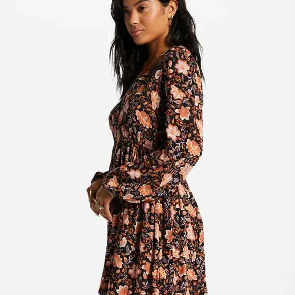 NWT New Billabong Women's Sweetest Dream Mini Dress Small S 8 Cute Floral Soft - Picture 3 of 8